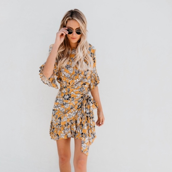 vici Dresses & Skirts - Vici collection yellow floral wrap dress vici Dresses & Skirts - Vici collection yellow floral wrap dress